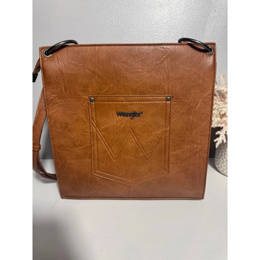 Wrangler Brown Floral Embossed Western Fringe Crossbody Shoulder Bag Cowgirl - Picture 8 of 11